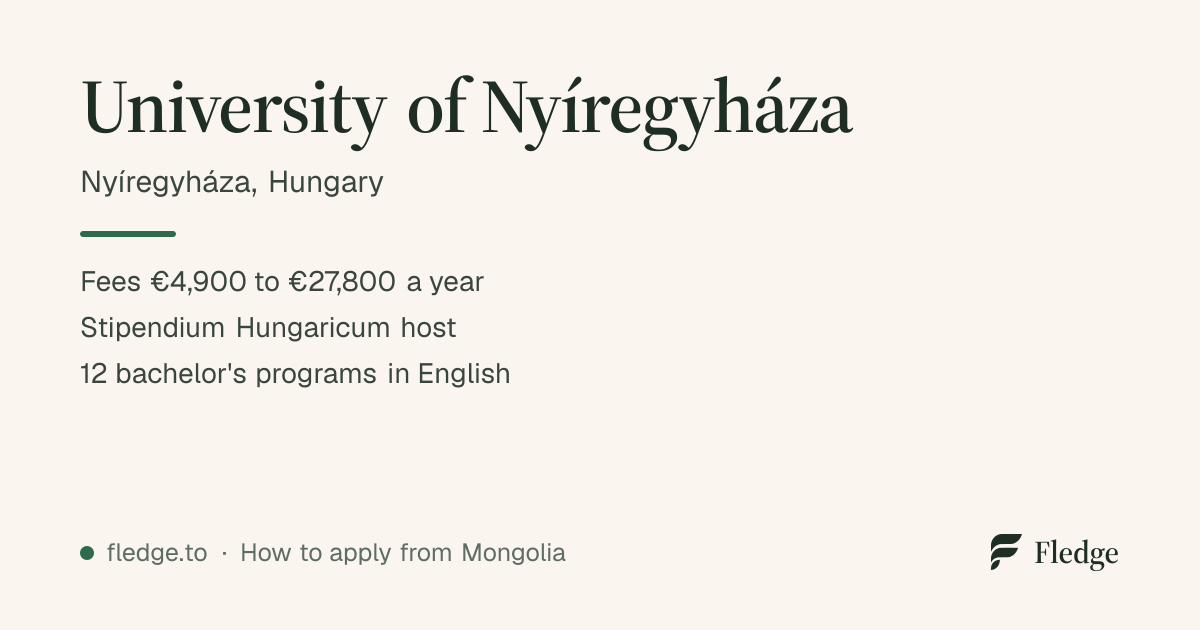 University of Nyíregyháza: fees and entry · Fledge